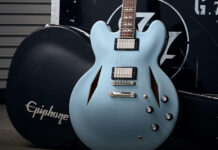 Celebrate Foo Fighters’ new album and get Dave Grohl’s Pelham Blue Epiphone DG-335 at a discount at Thomann